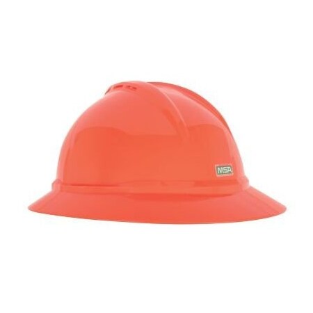 Msa Safety V-Gard 500 Hat, Hi-Viz Orange Vented, 4-Point Fas-Trac Iii 10167921